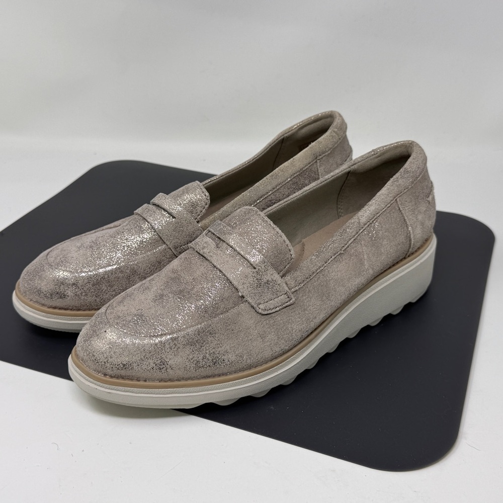 Clarks Sharon Ranch Pewter Penny Loafers 8